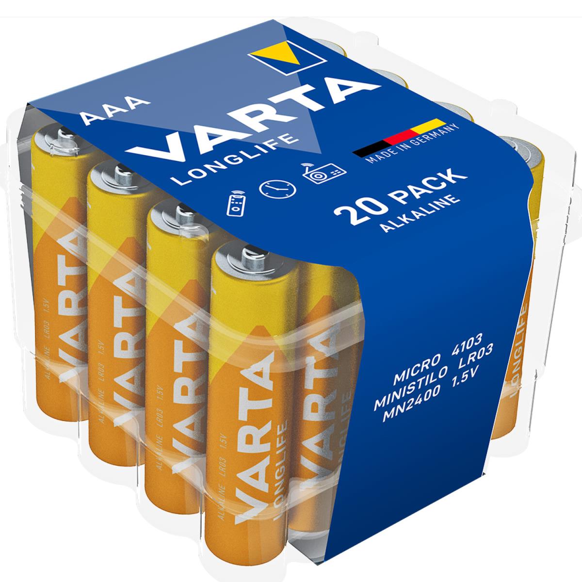 Varta: Longlife AAA / LR03 Batteri 20-pack