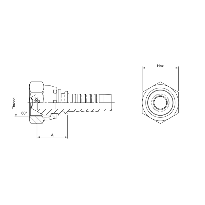 G 1/2" FS 1/2" Hex 25mm